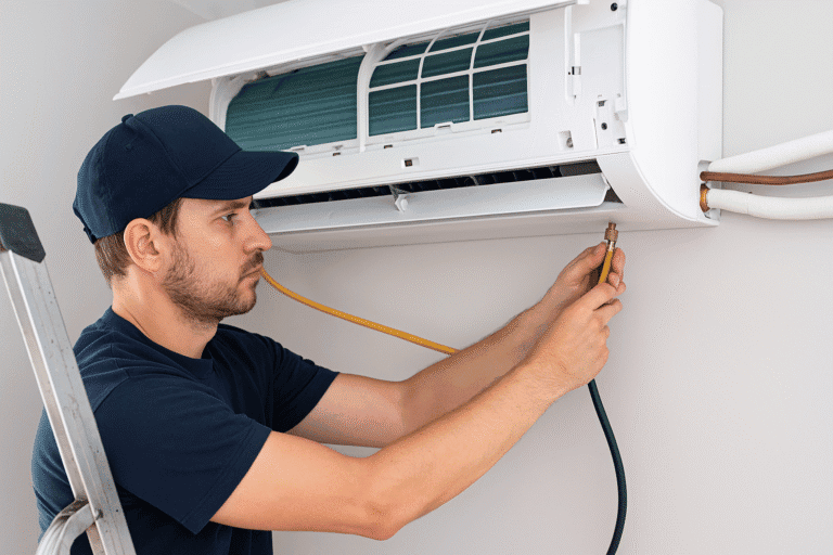 Reparación de aire acondicionado en locales comerciales por Instalaciones Bec, especialista en instalación, mantenimiento y reparación de sistemas de climatización con técnicas profesionales y eficiencia.